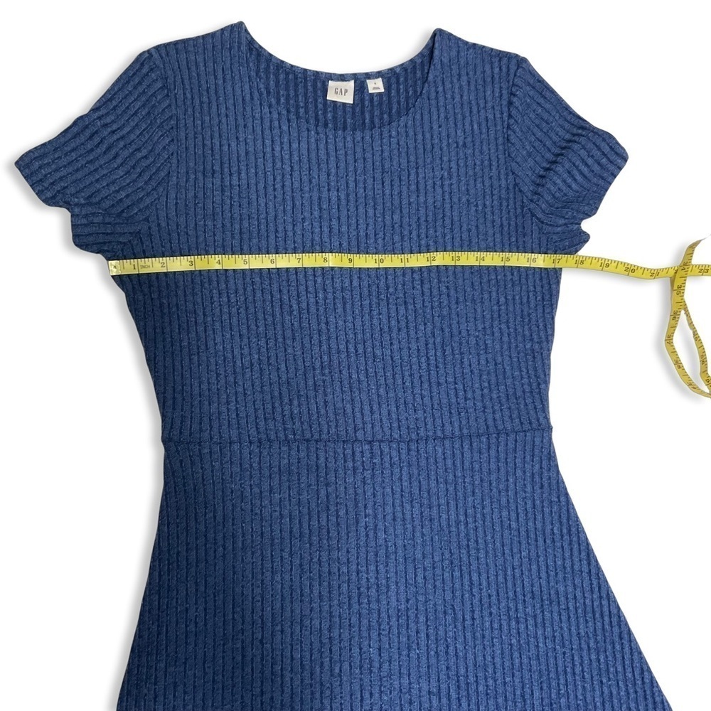 GAP Ribbed Knit Casual Fit & Flare Dress Women S Blue Minimalist Preppy Pullover - Picture 8 of 9